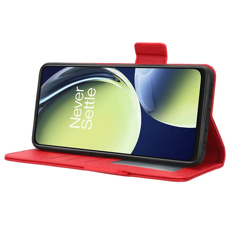 For OnePlus Nord CE 3 Lite 5G / Nord N30 5G PU Leather Case Litchi Texture Wallet Stand Phone Cover - Red