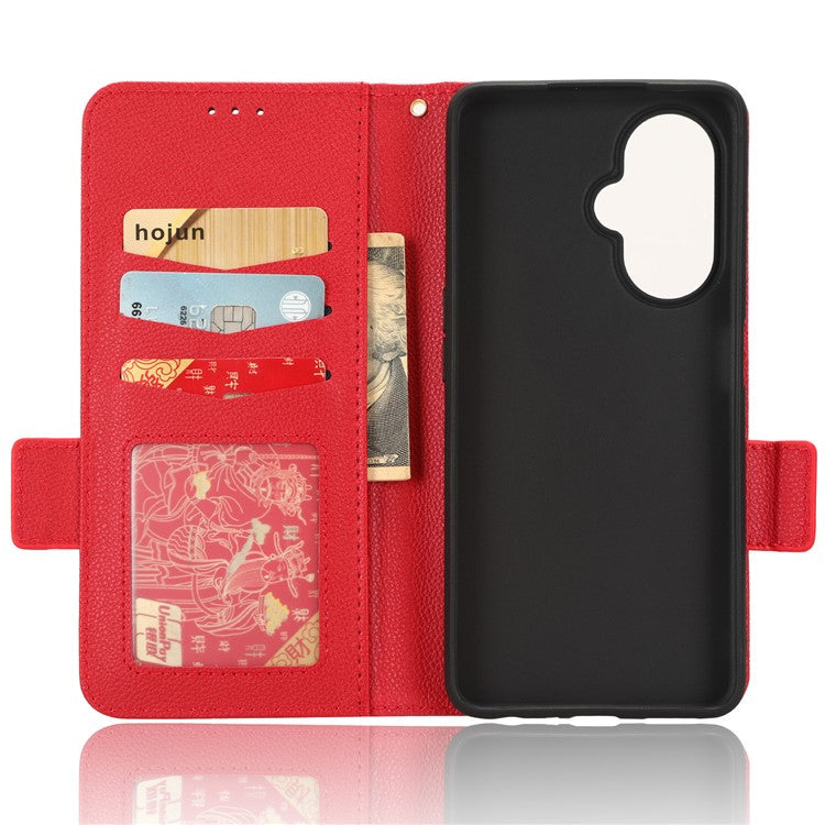 For OnePlus Nord CE 3 Lite 5G / Nord N30 5G PU Leather Case Litchi Texture Wallet Stand Phone Cover - Red