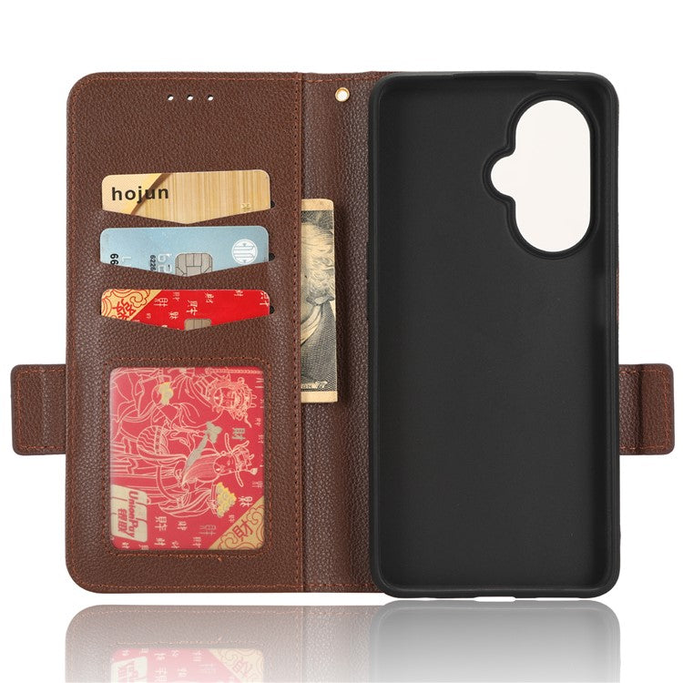 For OnePlus Nord CE 3 Lite 5G / Nord N30 5G PU Leather Case Litchi Texture Wallet Stand Phone Cover - Brown