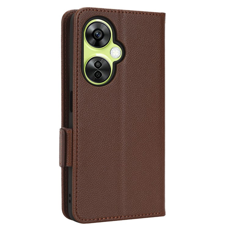 For OnePlus Nord CE 3 Lite 5G / Nord N30 5G PU Leather Case Litchi Texture Wallet Stand Phone Cover - Brown