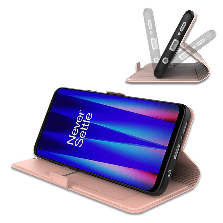 For OnePlus Nord CE 3 Lite 5G / Nord N30 5G PU Leather Card Slot Case Stand Flip Phone Cover - Rose Gold