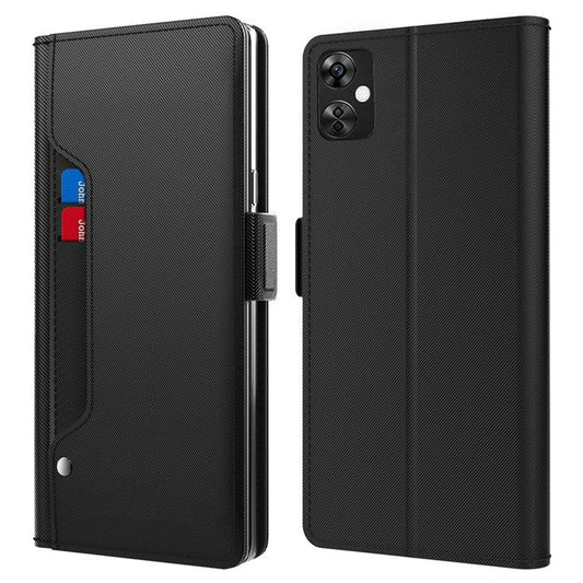 For OnePlus Nord CE 3 Lite 5G / Nord N30 5G PU Leather Card Holder Stand Cover Anti-drop Phone Case with Mirror - Black