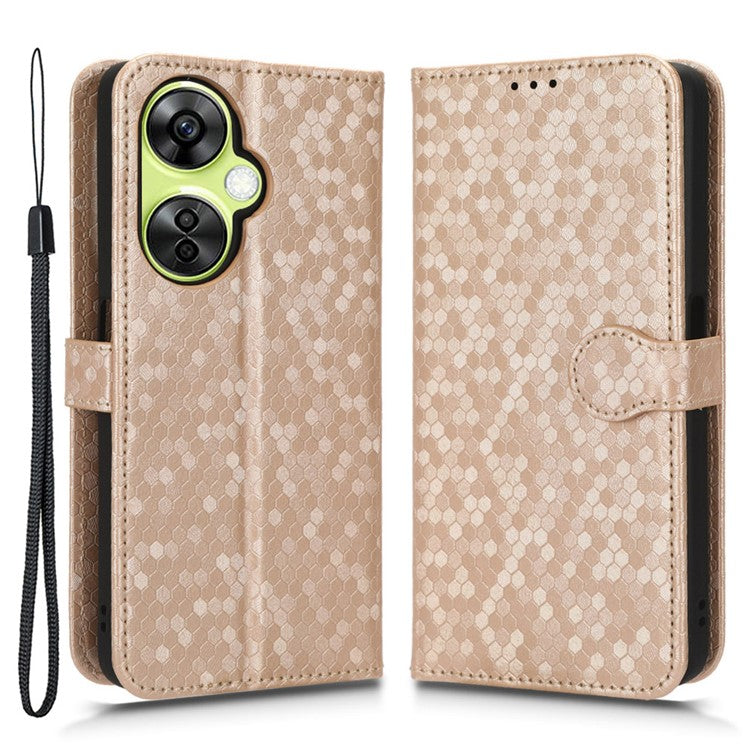 For OnePlus Nord CE 3 Lite 5G / Nord N30 5G PU Leather Cover Dot Pattern Imprinted Stand Wallet Phone Case - Rose Gold