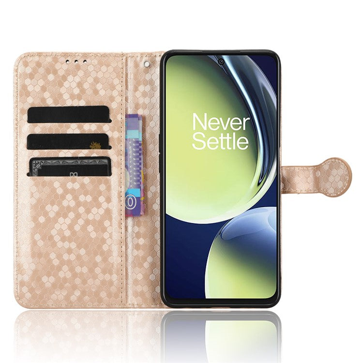 For OnePlus Nord CE 3 Lite 5G / Nord N30 5G PU Leather Cover Dot Pattern Imprinted Stand Wallet Phone Case - Rose Gold