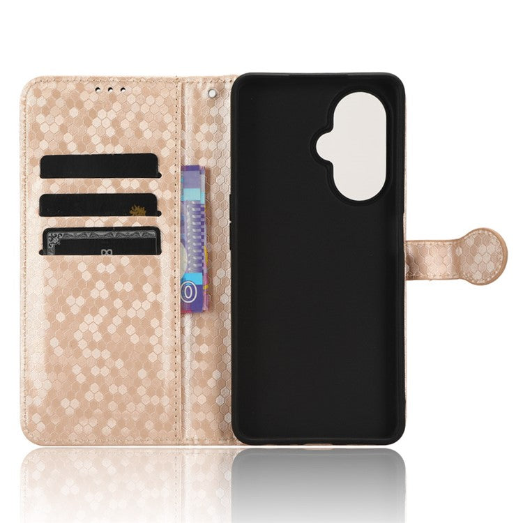 For OnePlus Nord CE 3 Lite 5G / Nord N30 5G PU Leather Cover Dot Pattern Imprinted Stand Wallet Phone Case - Rose Gold