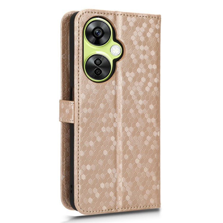 For OnePlus Nord CE 3 Lite 5G / Nord N30 5G PU Leather Cover Dot Pattern Imprinted Stand Wallet Phone Case - Rose Gold