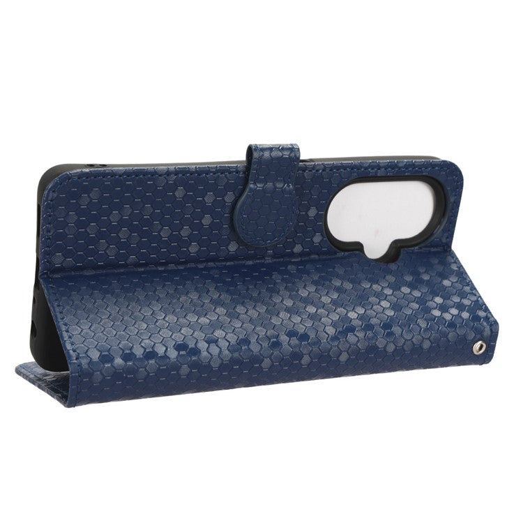 For OnePlus Nord CE 3 Lite 5G / Nord N30 5G PU Leather Cover Dot Pattern Imprinted Stand Wallet Phone Case - Dark Blue