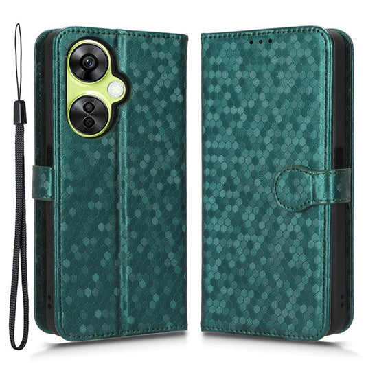 For OnePlus Nord CE 3 Lite 5G / Nord N30 5G PU Leather Cover Dot Pattern Imprinted Stand Wallet Phone Case - Green