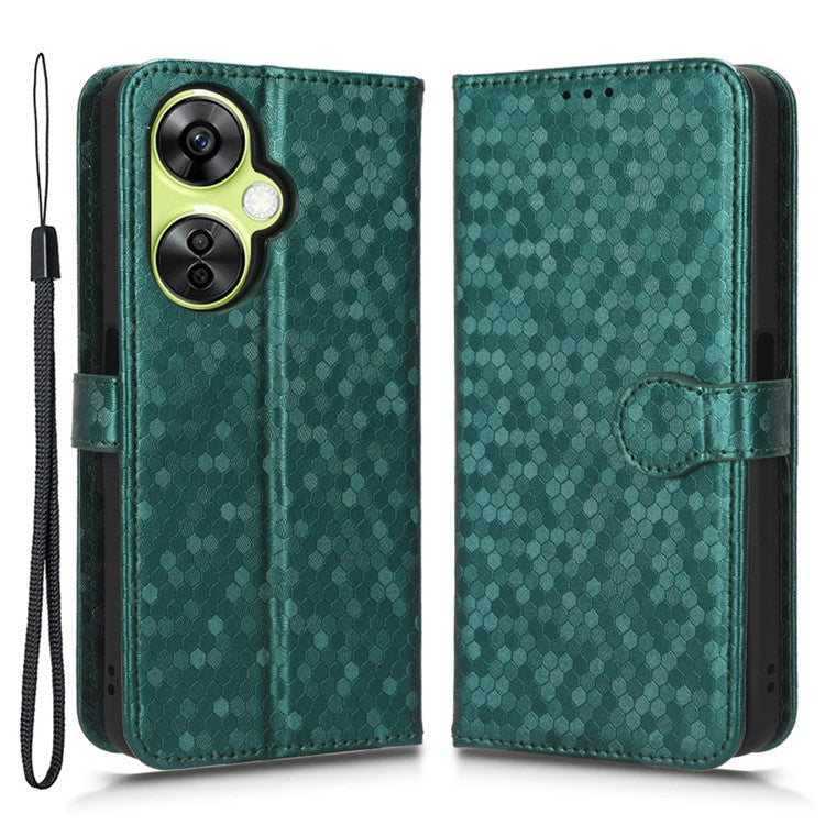 For OnePlus Nord CE 3 Lite 5G / Nord N30 5G PU Leather Cover Dot Pattern Imprinted Stand Wallet Phone Case - Green