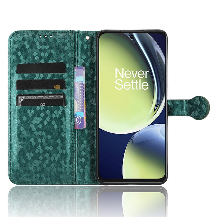 For OnePlus Nord CE 3 Lite 5G / Nord N30 5G PU Leather Cover Dot Pattern Imprinted Stand Wallet Phone Case - Green