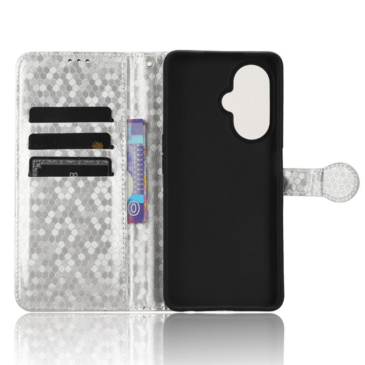For OnePlus Nord CE 3 Lite 5G / Nord N30 5G PU Leather Cover Dot Pattern Imprinted Stand Wallet Phone Case - Silver