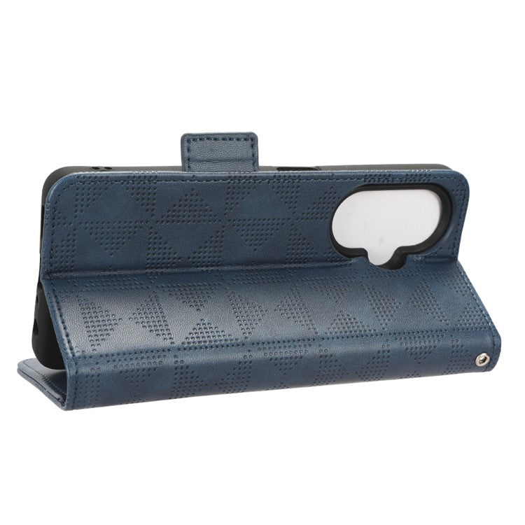 For OnePlus Nord CE 3 Lite 5G / Nord N30 5G Phone Case Imprinted Triangle Stand Wallet PU Leather Cover - Blue