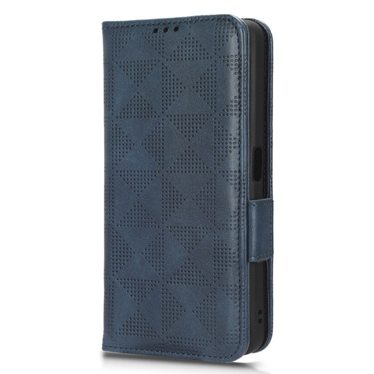 For OnePlus Nord CE 3 Lite 5G / Nord N30 5G Phone Case Imprinted Triangle Stand Wallet PU Leather Cover - Blue