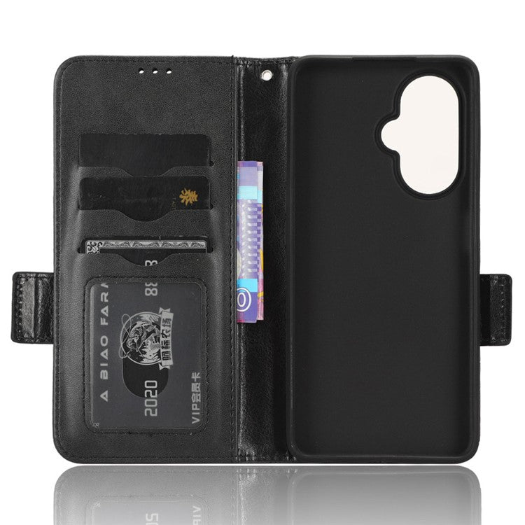 For OnePlus Nord CE 3 Lite 5G / Nord N30 5G Phone Case Imprinted Triangle Stand Wallet PU Leather Cover - Black