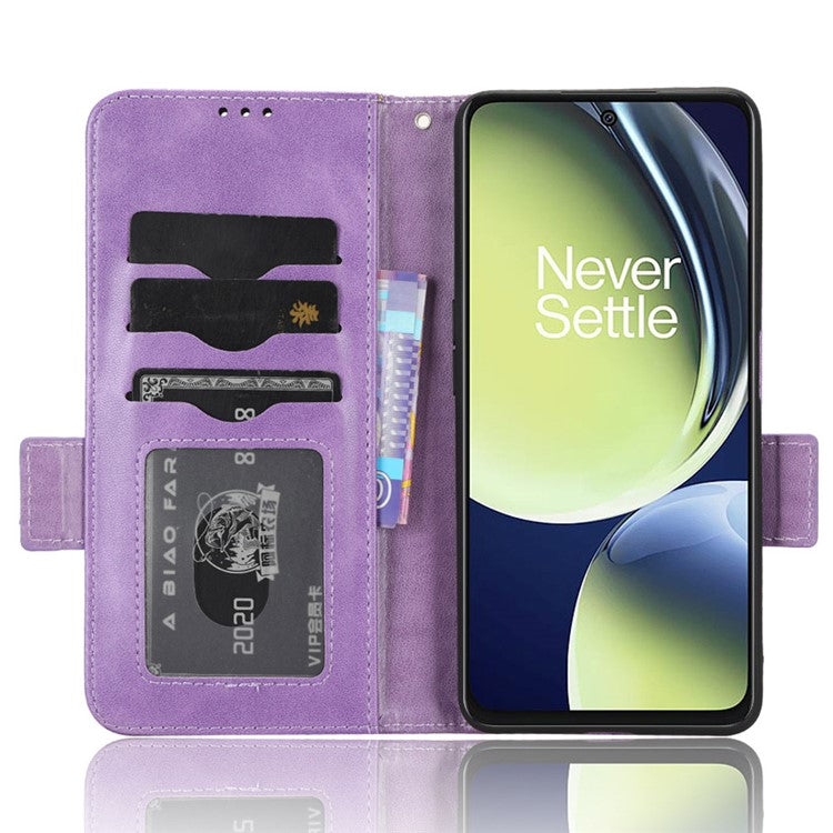For OnePlus Nord CE 3 Lite 5G / Nord N30 5G Phone Case Imprinted Triangle Stand Wallet PU Leather Cover - Purple
