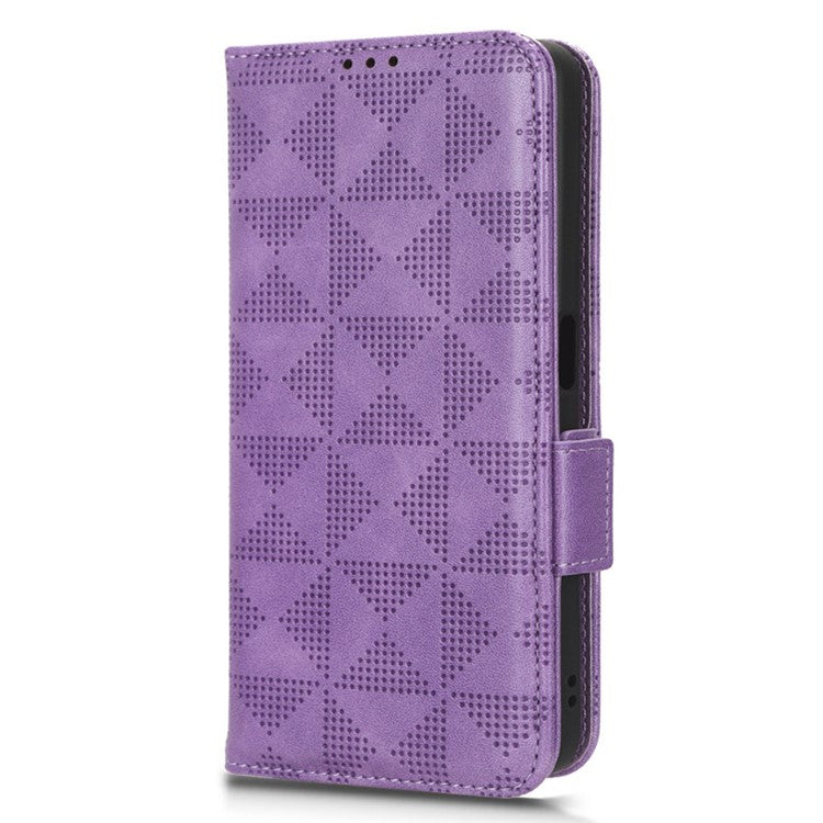 For OnePlus Nord CE 3 Lite 5G / Nord N30 5G Phone Case Imprinted Triangle Stand Wallet PU Leather Cover - Purple
