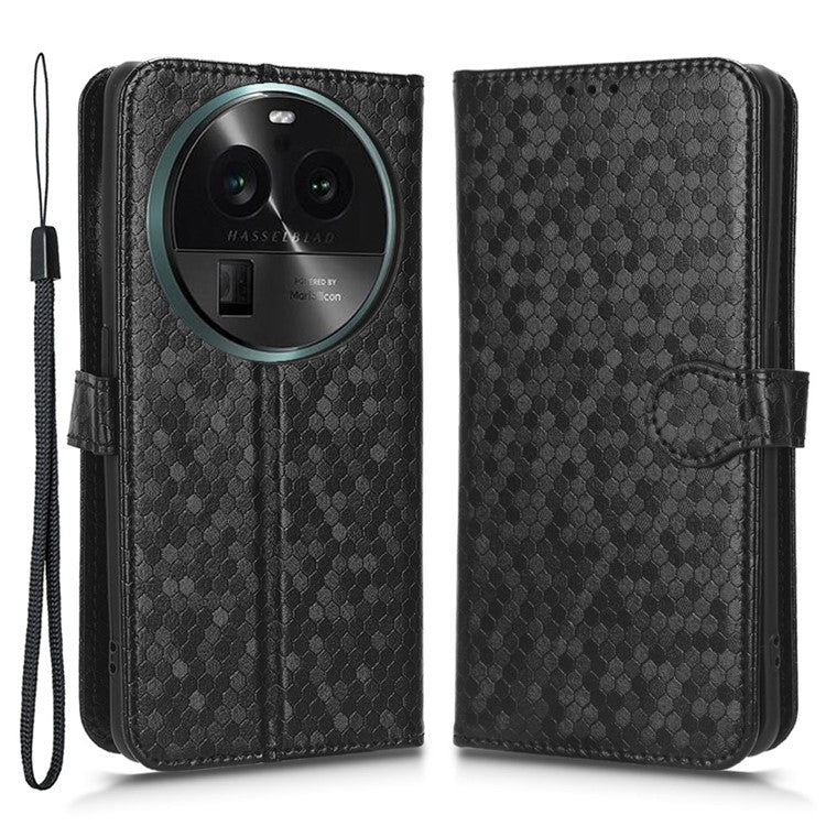 PU Leather Cover for Oppo Find X6 Pro Dot Pattern Imprinted Wallet Phone Case with Stand - Black