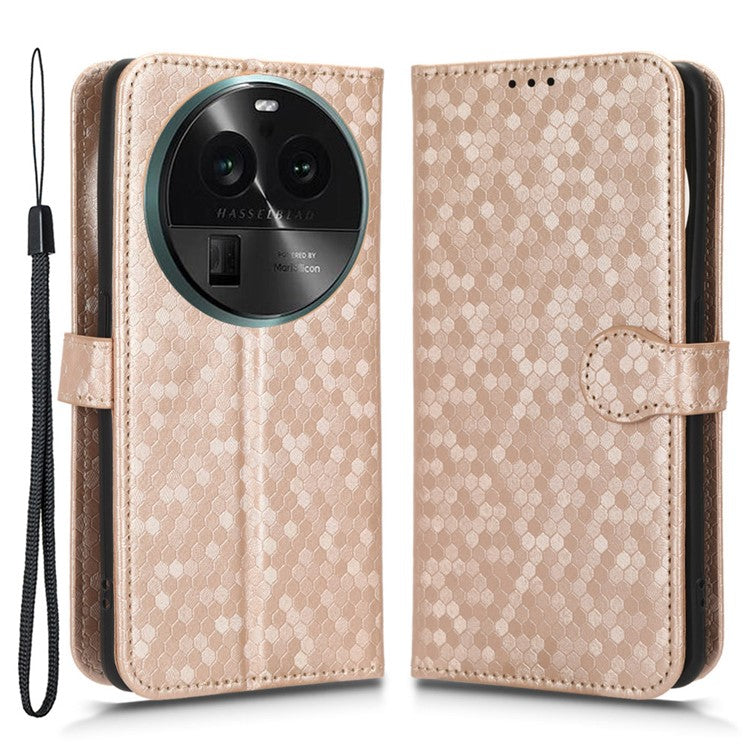 PU Leather Cover for Oppo Find X6 Pro Dot Pattern Imprinted Wallet Phone Case with Stand - Rose Gold
