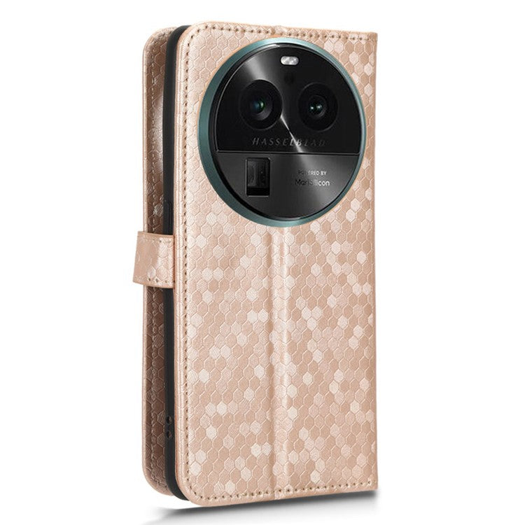 PU Leather Cover for Oppo Find X6 Pro Dot Pattern Imprinted Wallet Phone Case with Stand - Rose Gold