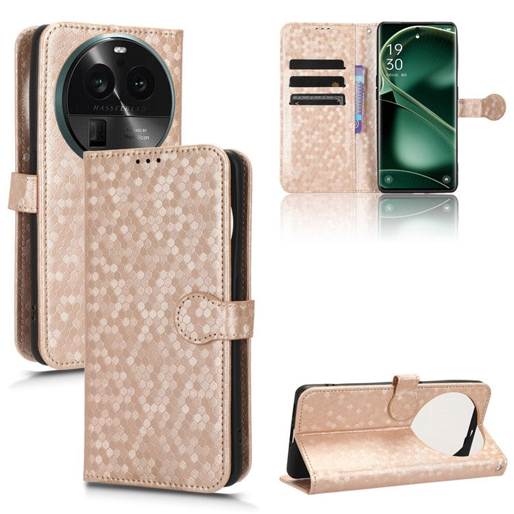 PU Leather Cover for Oppo Find X6 Pro Dot Pattern Imprinted Wallet Phone Case with Stand - Rose Gold