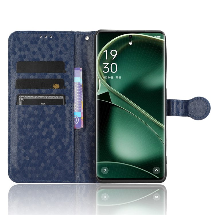 PU Leather Cover for Oppo Find X6 Pro Dot Pattern Imprinted Wallet Phone Case with Stand - Dark Blue