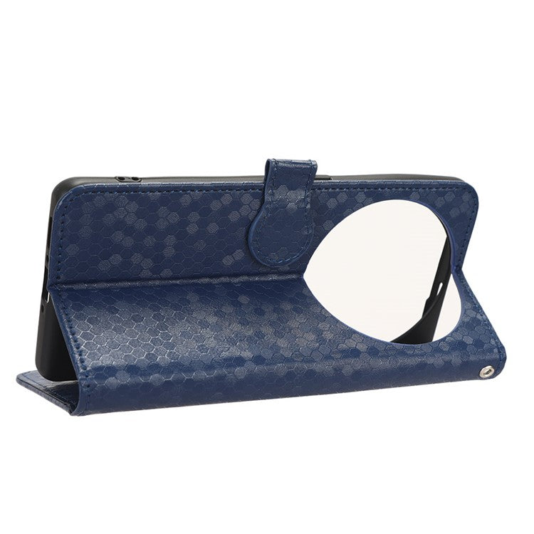 PU Leather Cover for Oppo Find X6 Pro Dot Pattern Imprinted Wallet Phone Case with Stand - Dark Blue