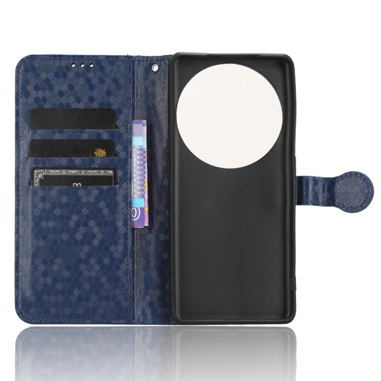 PU Leather Cover for Oppo Find X6 Pro Dot Pattern Imprinted Wallet Phone Case with Stand - Dark Blue