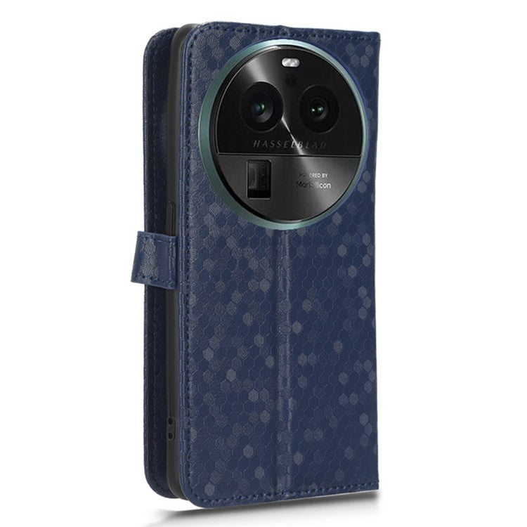 PU Leather Cover for Oppo Find X6 Pro Dot Pattern Imprinted Wallet Phone Case with Stand - Dark Blue
