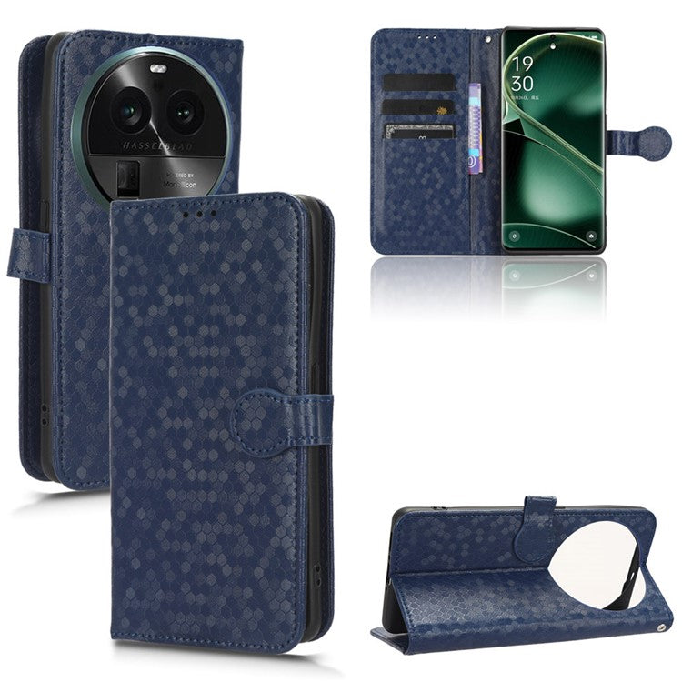 PU Leather Cover for Oppo Find X6 Pro Dot Pattern Imprinted Wallet Phone Case with Stand - Dark Blue
