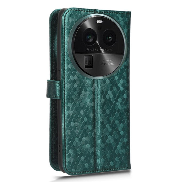 PU Leather Cover for Oppo Find X6 Pro Dot Pattern Imprinted Wallet Phone Case with Stand - Green