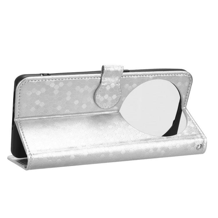 PU Leather Cover for Oppo Find X6 Pro Dot Pattern Imprinted Wallet Phone Case with Stand - Silver