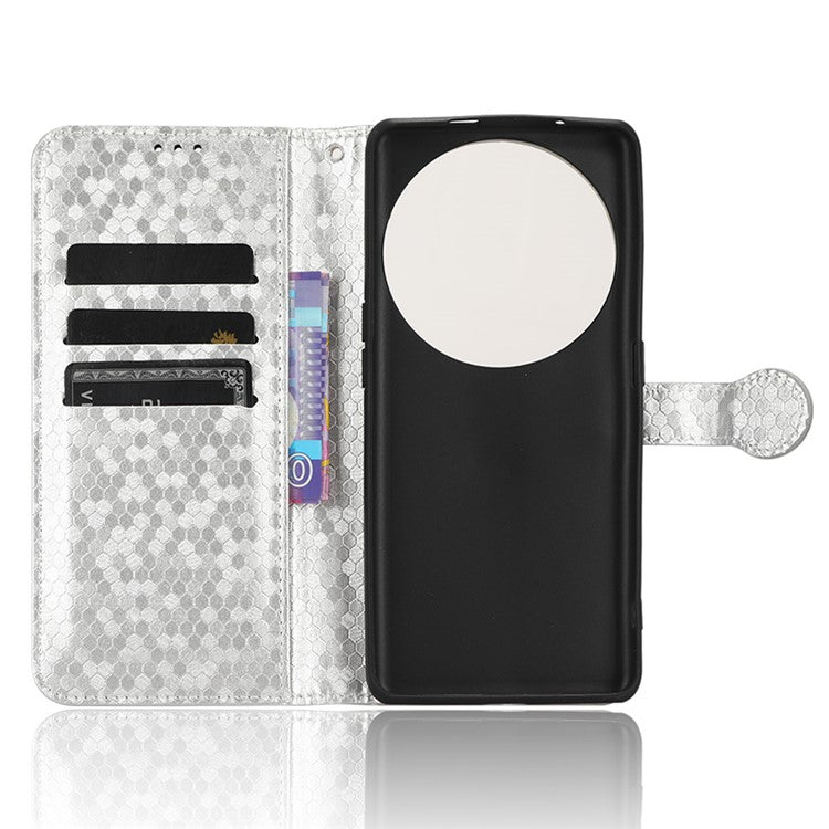 PU Leather Cover for Oppo Find X6 Pro Dot Pattern Imprinted Wallet Phone Case with Stand - Silver
