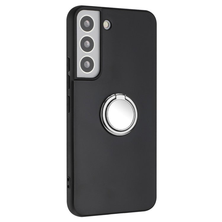Ring Kickstand Matte Cover for Samsung Galaxy S22+ 5G TPU Phone Case Works for Magnetic Car Mount - Silver