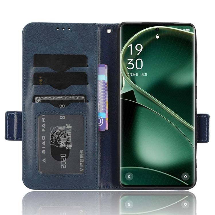 Shockproof PU Leather Phone Case for Oppo Find X6 , Imprinted Triangle Stand Wallet Cover - Blue
