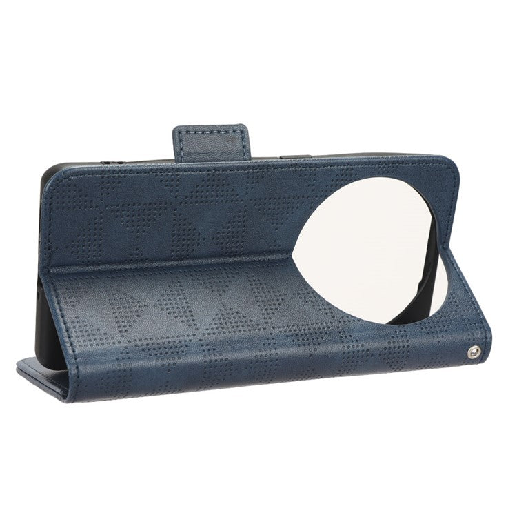 Shockproof PU Leather Phone Case for Oppo Find X6 , Imprinted Triangle Stand Wallet Cover - Blue