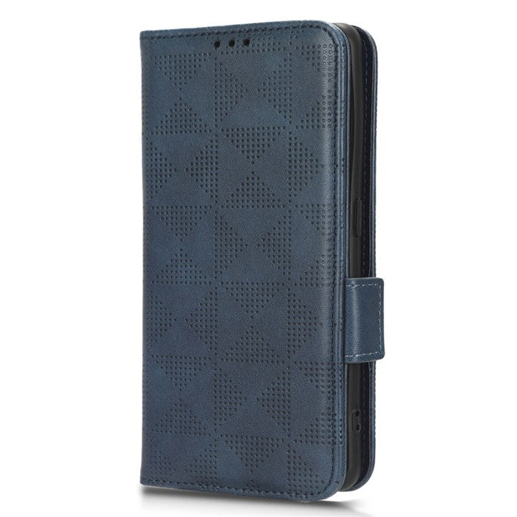 Shockproof PU Leather Phone Case for Oppo Find X6 , Imprinted Triangle Stand Wallet Cover - Blue