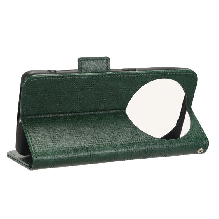 Shockproof PU Leather Phone Case for Oppo Find X6 , Imprinted Triangle Stand Wallet Cover - Green