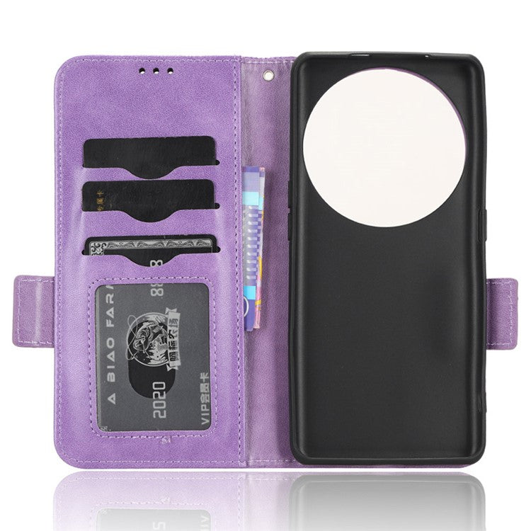 Shockproof PU Leather Phone Case for Oppo Find X6 , Imprinted Triangle Stand Wallet Cover - Purple