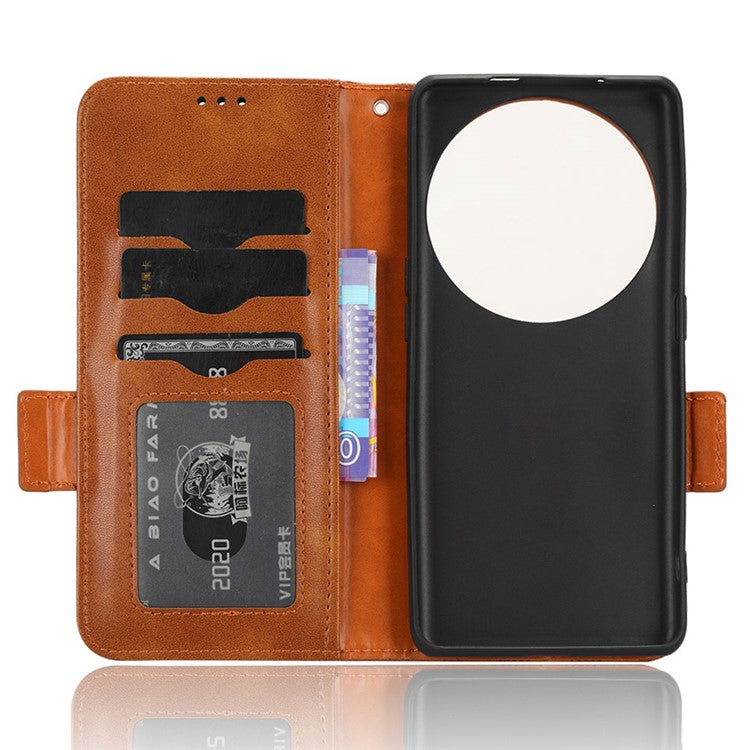 Shockproof PU Leather Phone Case for Oppo Find X6 , Imprinted Triangle Stand Wallet Cover - Brown