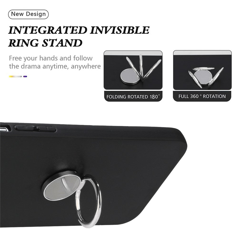 For Samsung Galaxy M14 5G Flexible TPU Back Cover Rotary Ring Kickstand Matte Phone Case - Silver