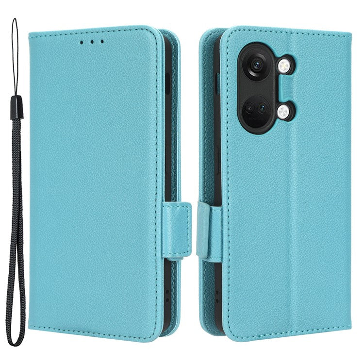 PU Leather Case for OnePlus Nord 3 5G / Ace 2V Litchi Texture Folio Flip Wallet Stand Phone Cover - Baby Blue