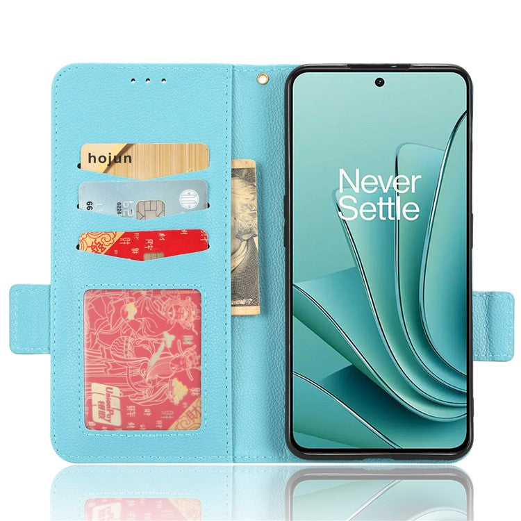 PU Leather Case for OnePlus Nord 3 5G / Ace 2V Litchi Texture Folio Flip Wallet Stand Phone Cover - Baby Blue