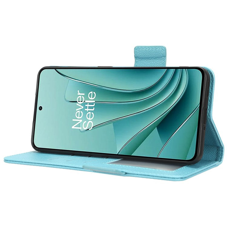 PU Leather Case for OnePlus Nord 3 5G / Ace 2V Litchi Texture Folio Flip Wallet Stand Phone Cover - Baby Blue