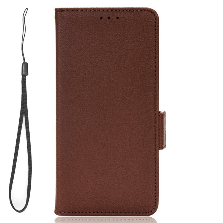 PU Leather Case for OnePlus Nord 3 5G / Ace 2V Litchi Texture Folio Flip Wallet Stand Phone Cover - Brown