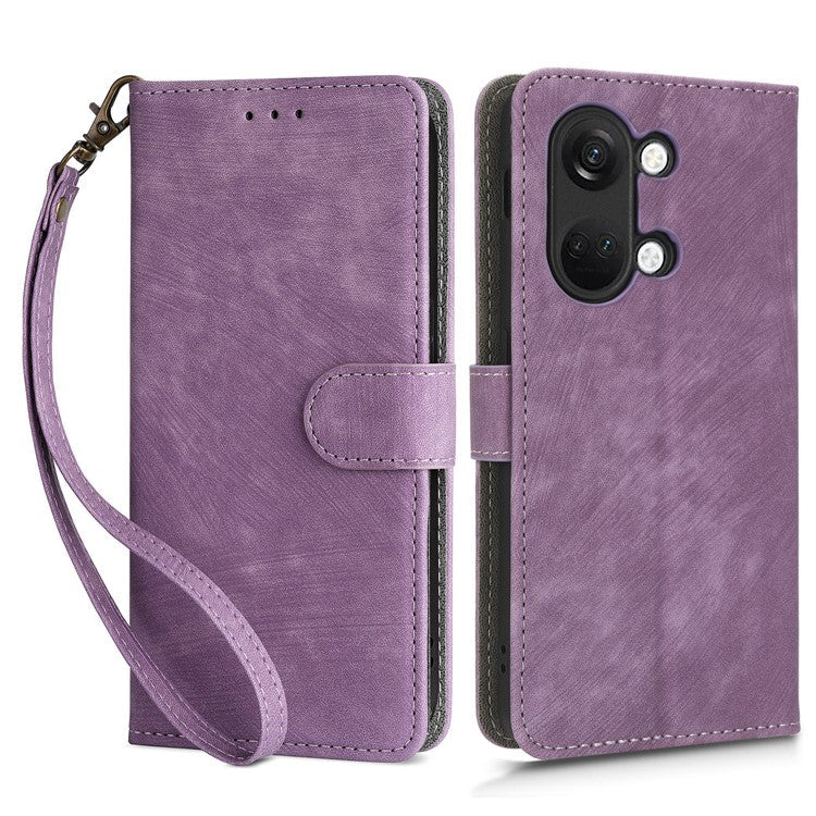 For OnePlus Nord 3 5G / Ace 2V Cell Phone Stand Case PU Leather RFID Blocking Wallet Cover with Strap - Purple