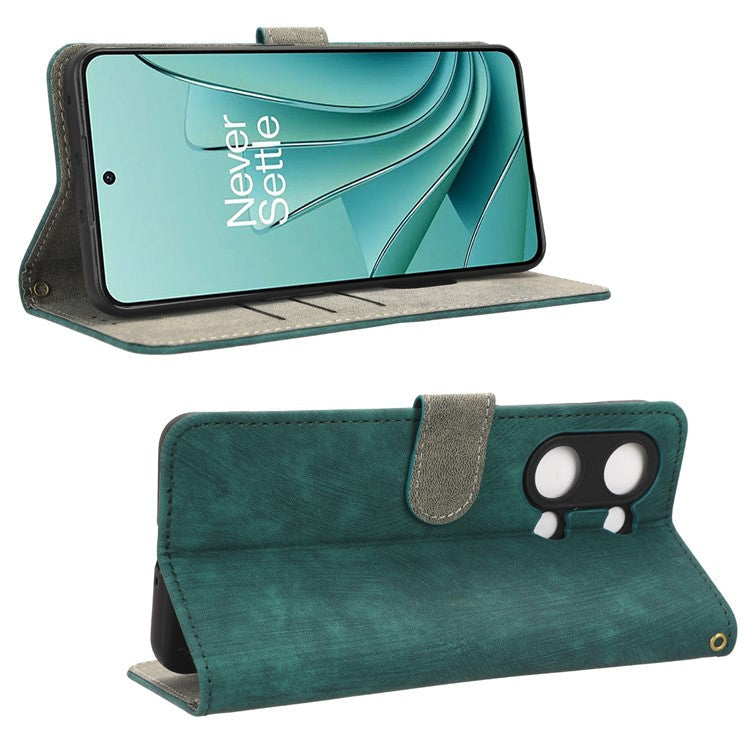 For OnePlus Nord 3 5G / Ace 2V Cell Phone Stand Case PU Leather RFID Blocking Wallet Cover with Strap - Green