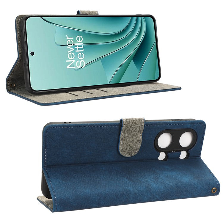For OnePlus Nord 3 5G / Ace 2V Cell Phone Stand Case PU Leather RFID Blocking Wallet Cover with Strap - Blue