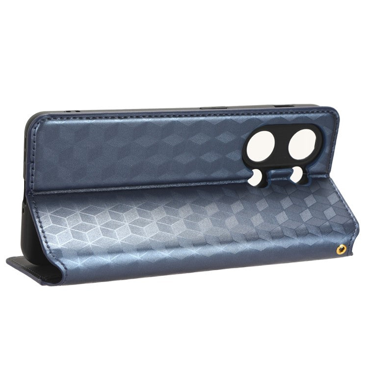 For OnePlus Nord 3 5G / Ace 2V Imprinted Rhombus Pattern PU Leather Phone Cover Stand Phone Wallet Case - Blue