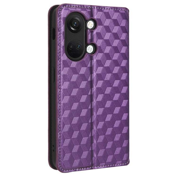 For OnePlus Nord 3 5G / Ace 2V Imprinted Rhombus Pattern PU Leather Phone Cover Stand Phone Wallet Case - Purple