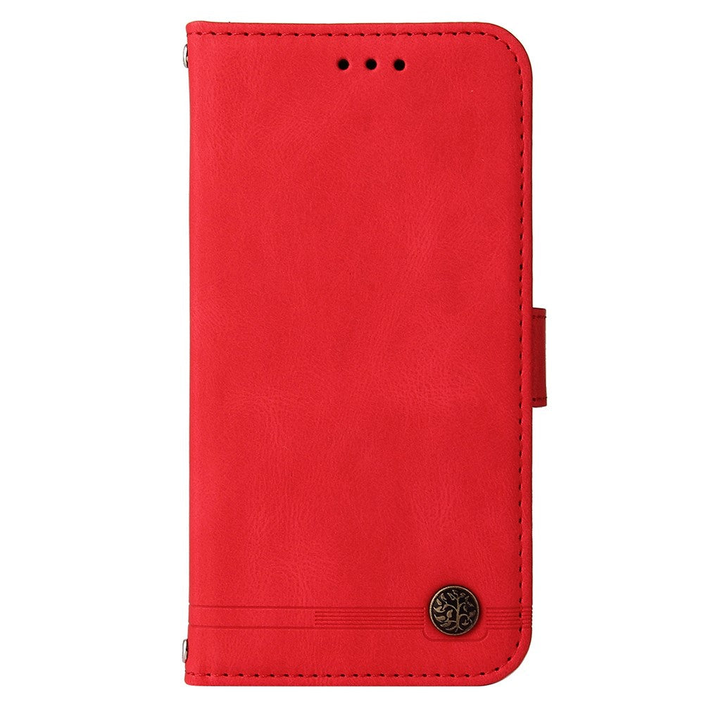 For Samsung Galaxy M14 5G Leather Wallet Cases Skin Touch Phone Cover Stand with Strap - Red